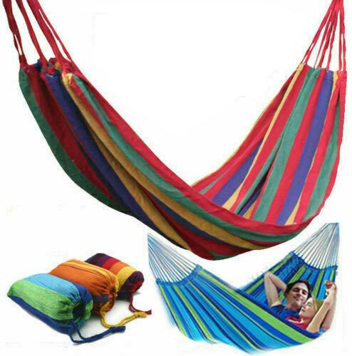 Outdoor Leisure collapsible canvas Hammocks Ultralight Camping Hammock with Backpack Hanging Hammock Portable Cotton Rope