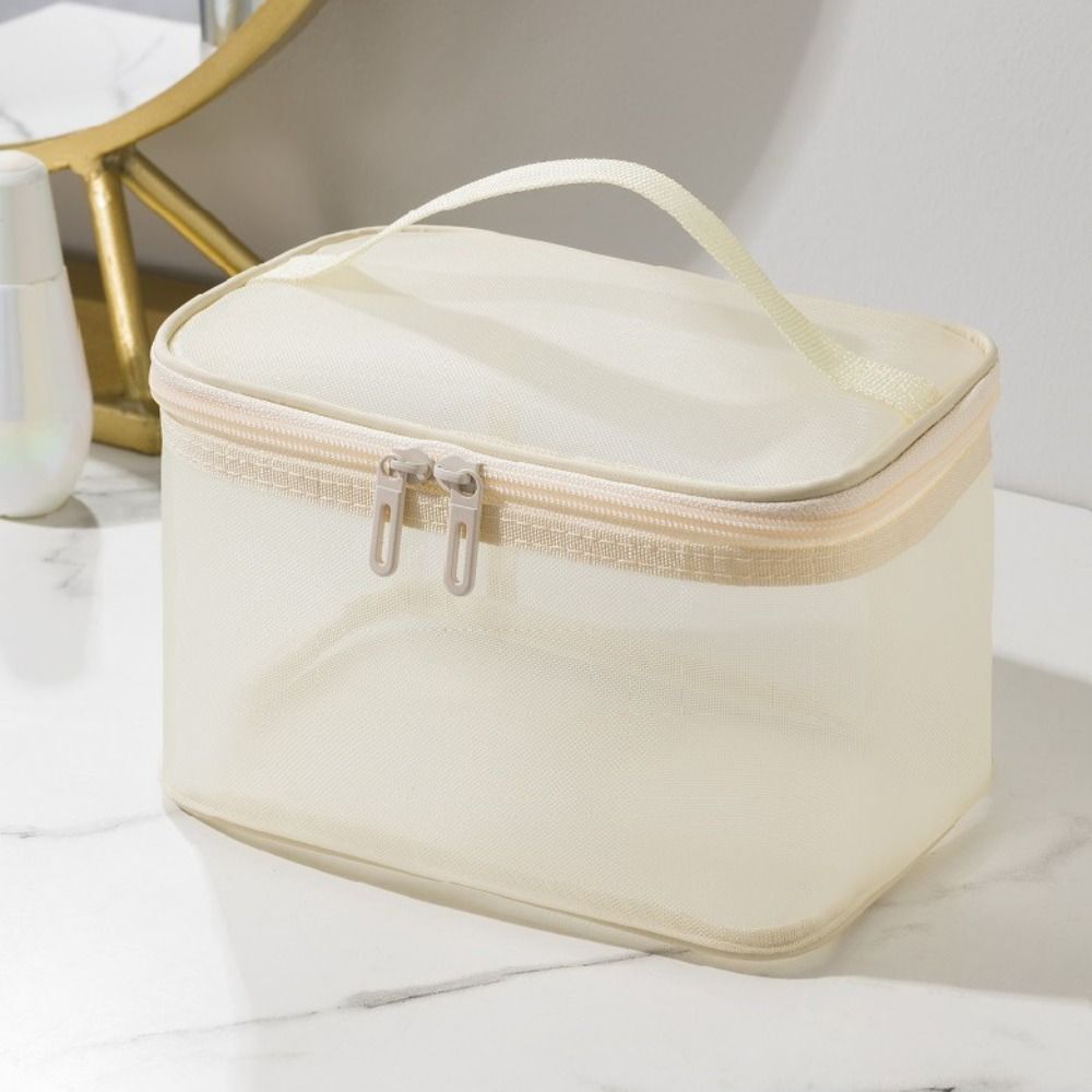 Women's Transparent Mesh Travel Cosmetic Bag Makeup and Toiletries Kit Storage Bag Make Up Organizer Bag
