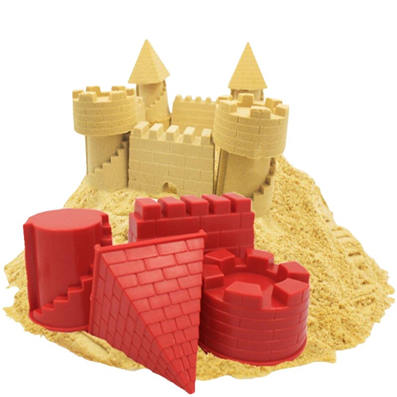 4Pcs/Set Portable Castle Sand Clay Novelty Beach Toys Model Clay For Moving Magic Sand