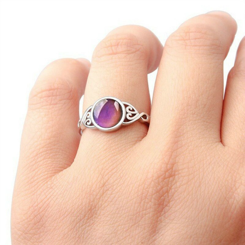 Europea y americana Retro cambio de humor anillo redondo emoción sentimiento Variable anillo Control de temperatura mujer chicas
