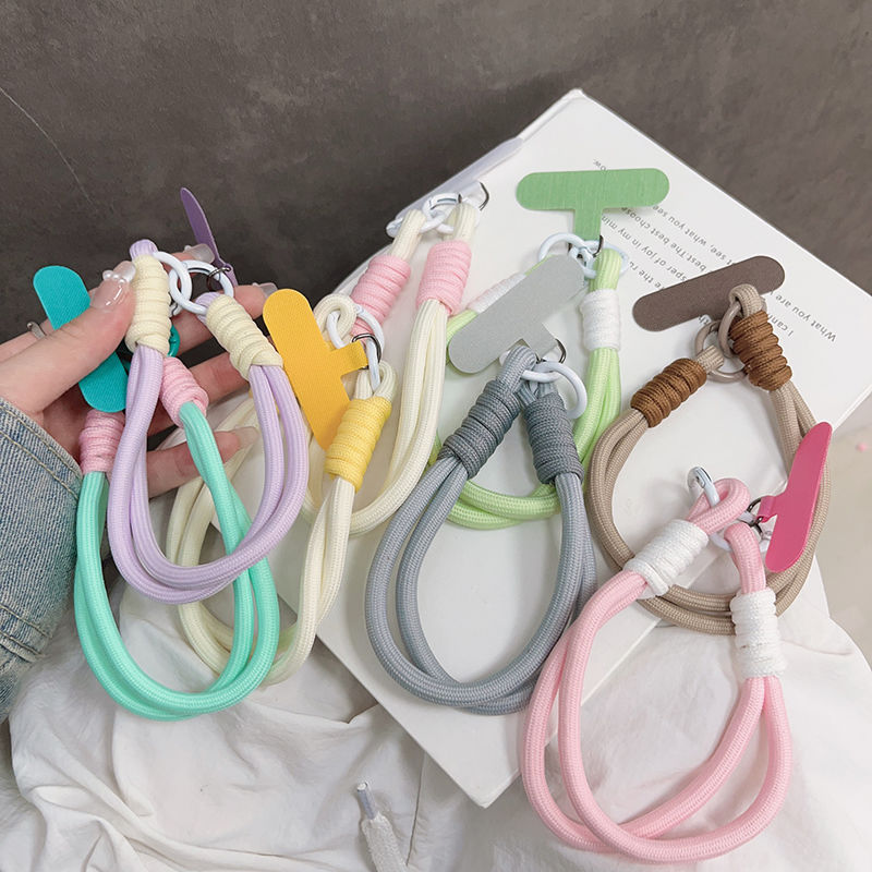 Śliczne modne pastelowe krótkie etui na telefon Smycz Pasek na nadgarstek Trwały łańcuszek z zawieszką do telefonu w kolorze Macaron dla kobiet