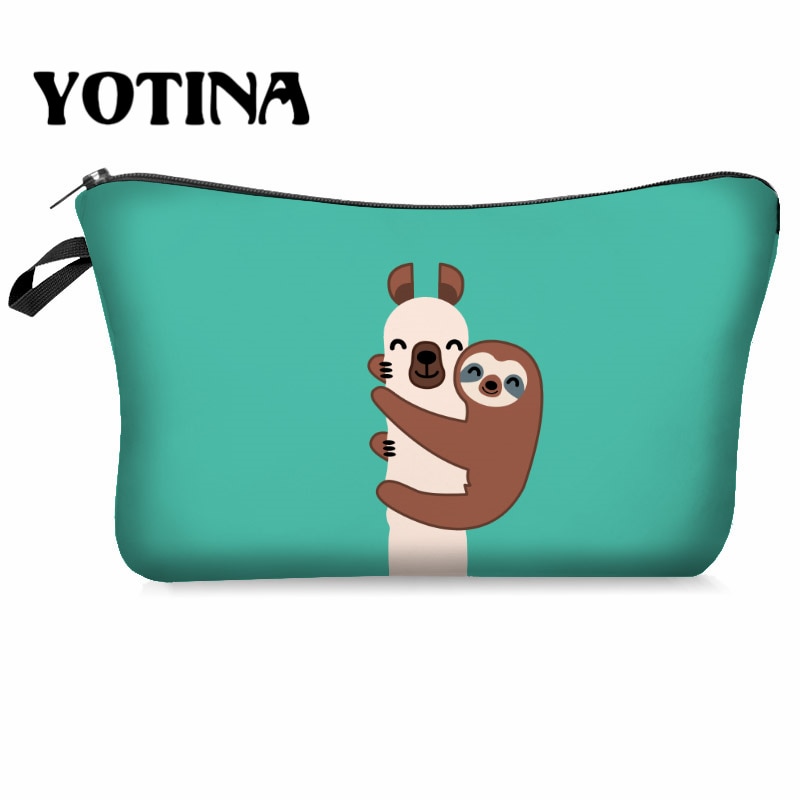 Bolsa de maquillaje Yotina para mujer, bolsa de cosméticos con patrón Multicolor, bolsa de aseo con estampado de llama en 3D, organizador de maquillaje de viaje