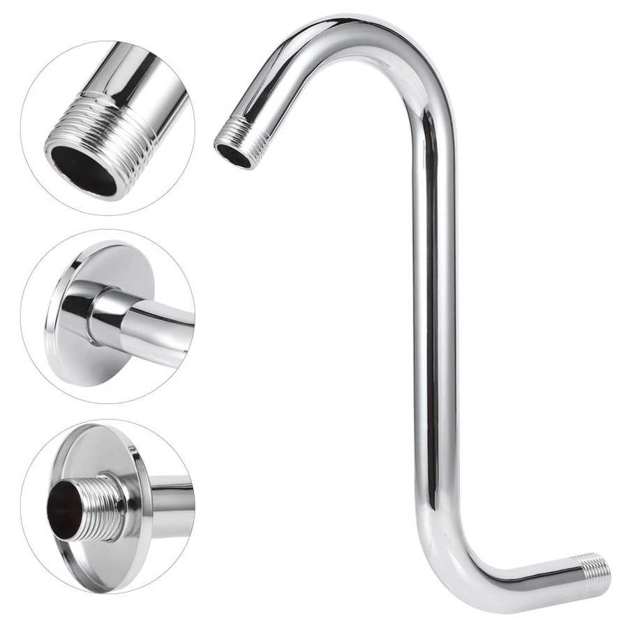S-Shaped Gooseneck Shower Arm Electroplate Stainless Steel Shower Head Sprayer Bracket Bathroom Hardware Accessories 26cm