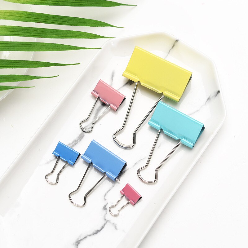 Ezone 20 stk metal binder clips sorte papir clips 15/19mm sorte farverige hjemmekontor bøger fil papir organizer clip mad clips