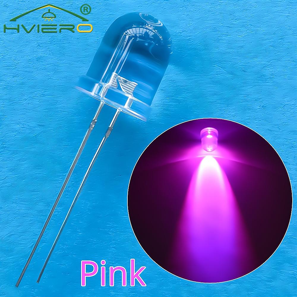 50Pcs 10mm Round Top Super Bright Lamp Beads Clear Emitting Diode LED White Red Green Blue Yellow UV Pink Orange Dome Light Bulb