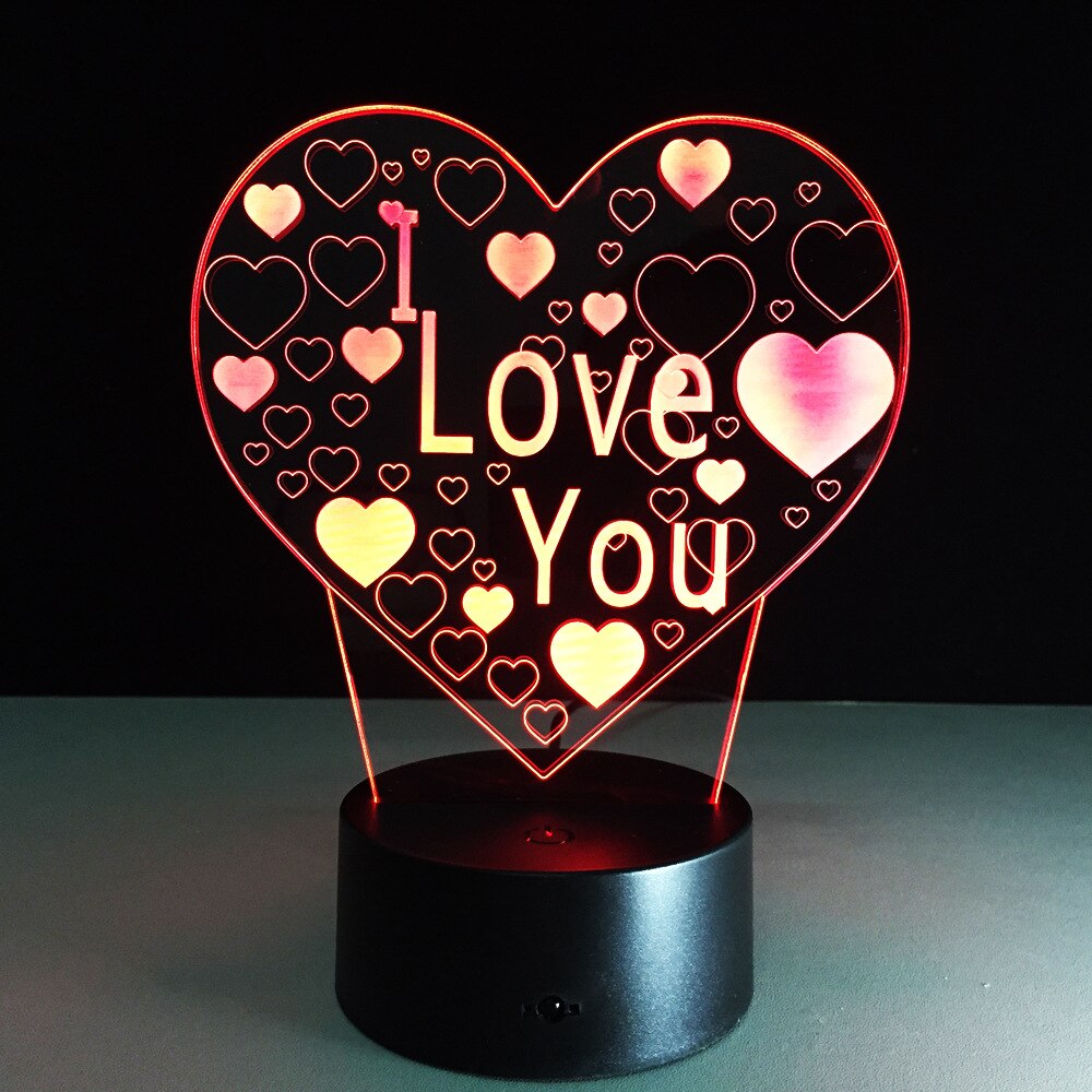 Valentinstag 3D Lampe LED-nachtlicht 7 Farben Tisch lampe Wohnkultur Birne berühren Sensor Luminarias für Frau