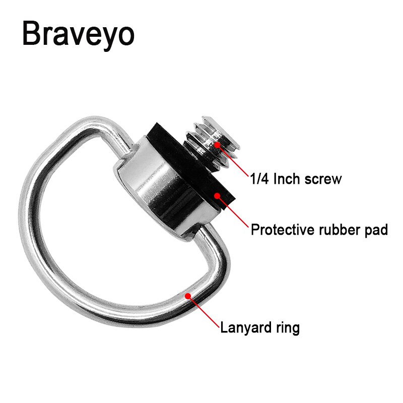 1/4 Schroef Camera D-Ring Vaste Antislip Quick Release Plaat Lanyard Montage Schroef Rvs Voor Dslr statief Balhoofd