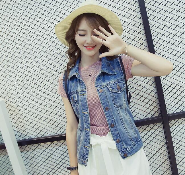 Rlyaeiz lente zomer korte denim dames vest casual slim enkelrijs colete feminino mouwloze jeans jassen jassen