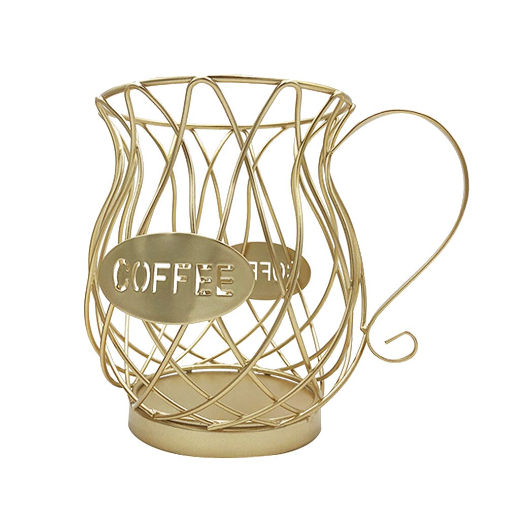 Retro Metal Storage Case for Cafe Organizer Storage Storage Basket Snack Holder Coffee Capsule Cup Fruit Cup Mug Shape Organizer: Gold