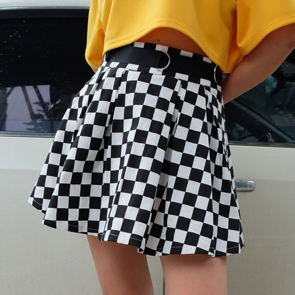 Falda escocesa plisada de cintura alta para mujer, minifalda informal coreana Harajuku, para baile, Club, prendas de vestir, línea A