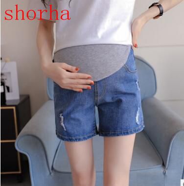 Short de maternité en coton pour femmes enceintes, pantalon en lin, soins du ventre, en Denim, fin, grande taille m-xxl, été
