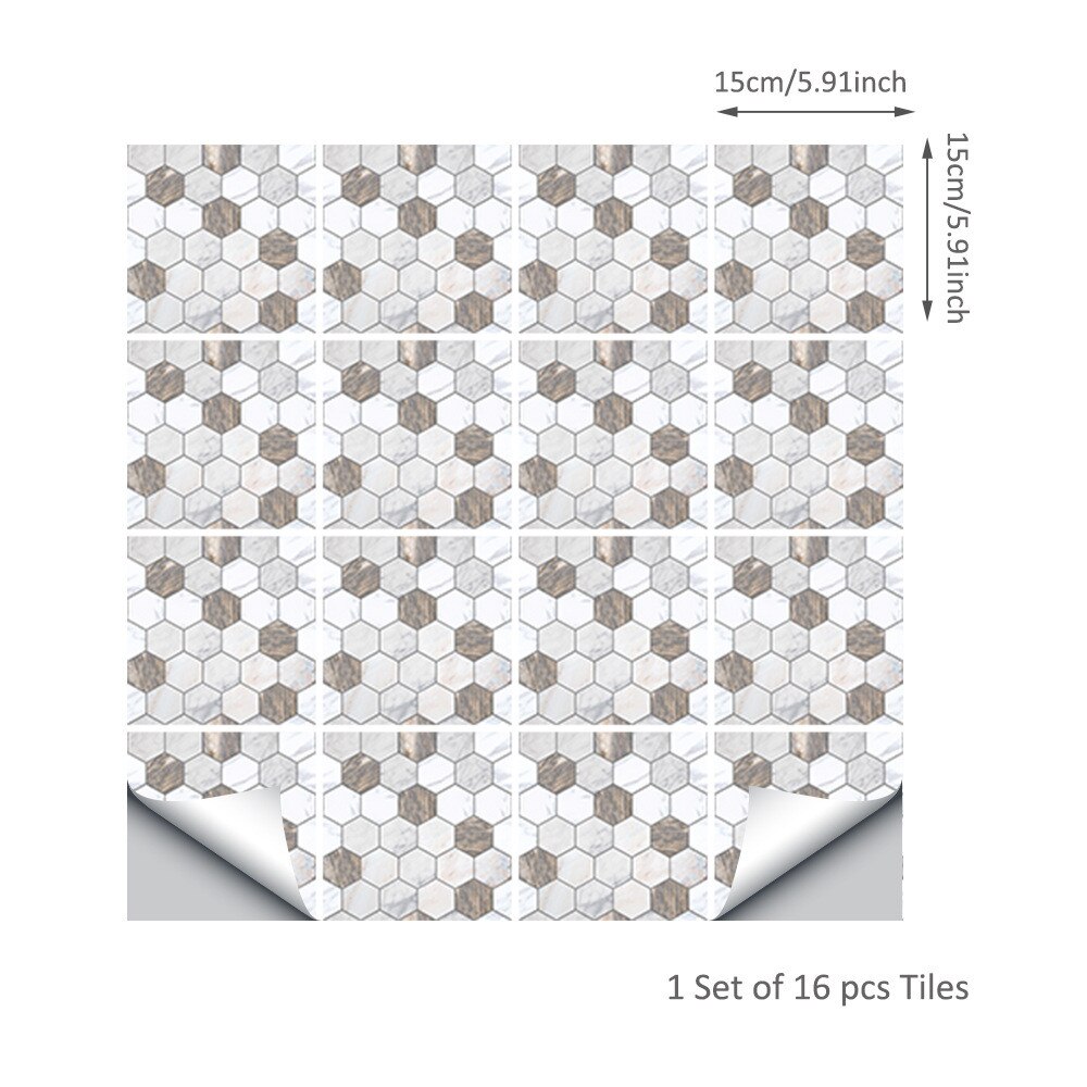 Tegel Sticker Zelfklevende Muurtattoo Kithen Badkamer Decoratie Stickers 3D 15X15CM D91008: C