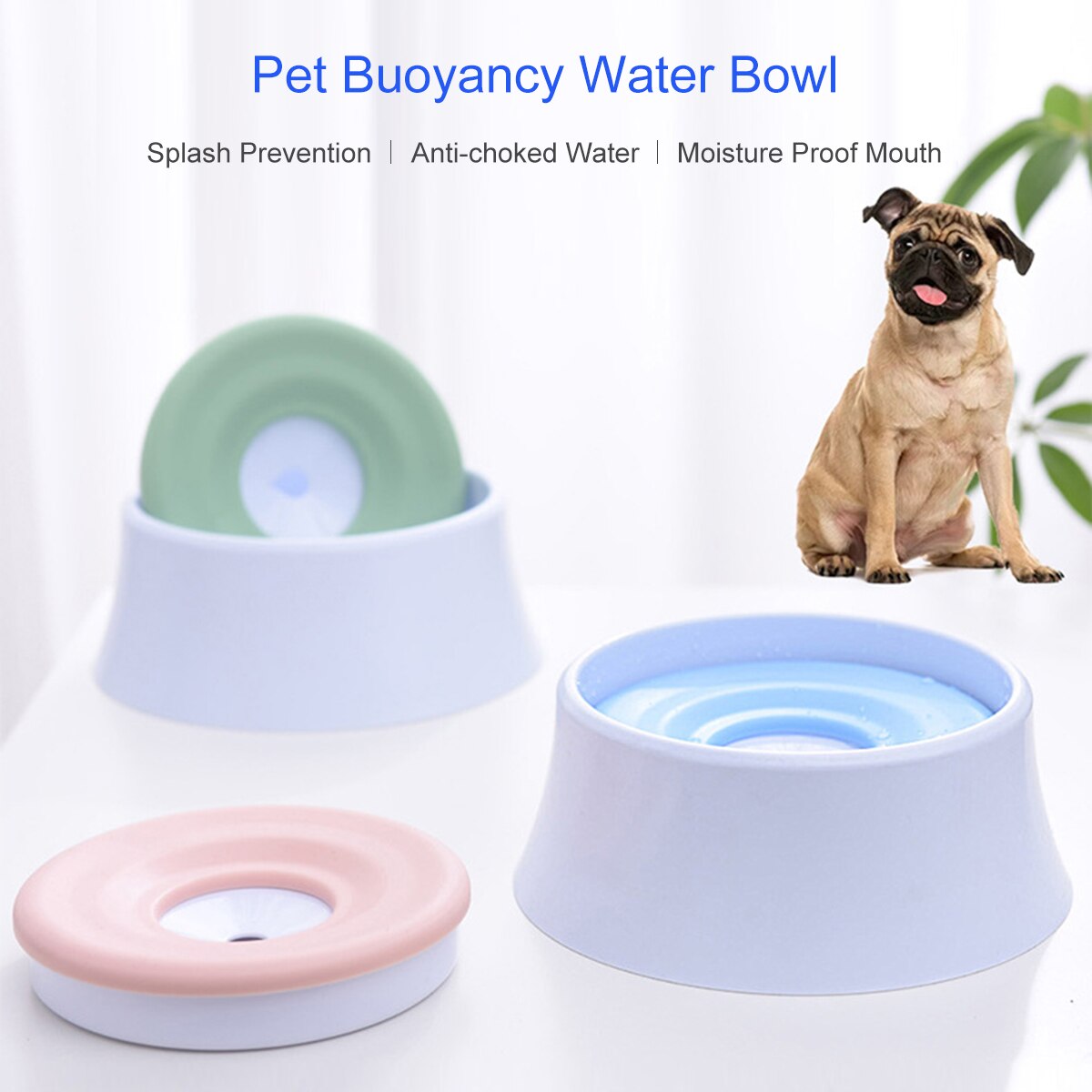 1200ml Pet Cat Dog Water Bowl Floating Bowl Slow Water Feeder Dispenser Anti-Overflow Pet Fountain