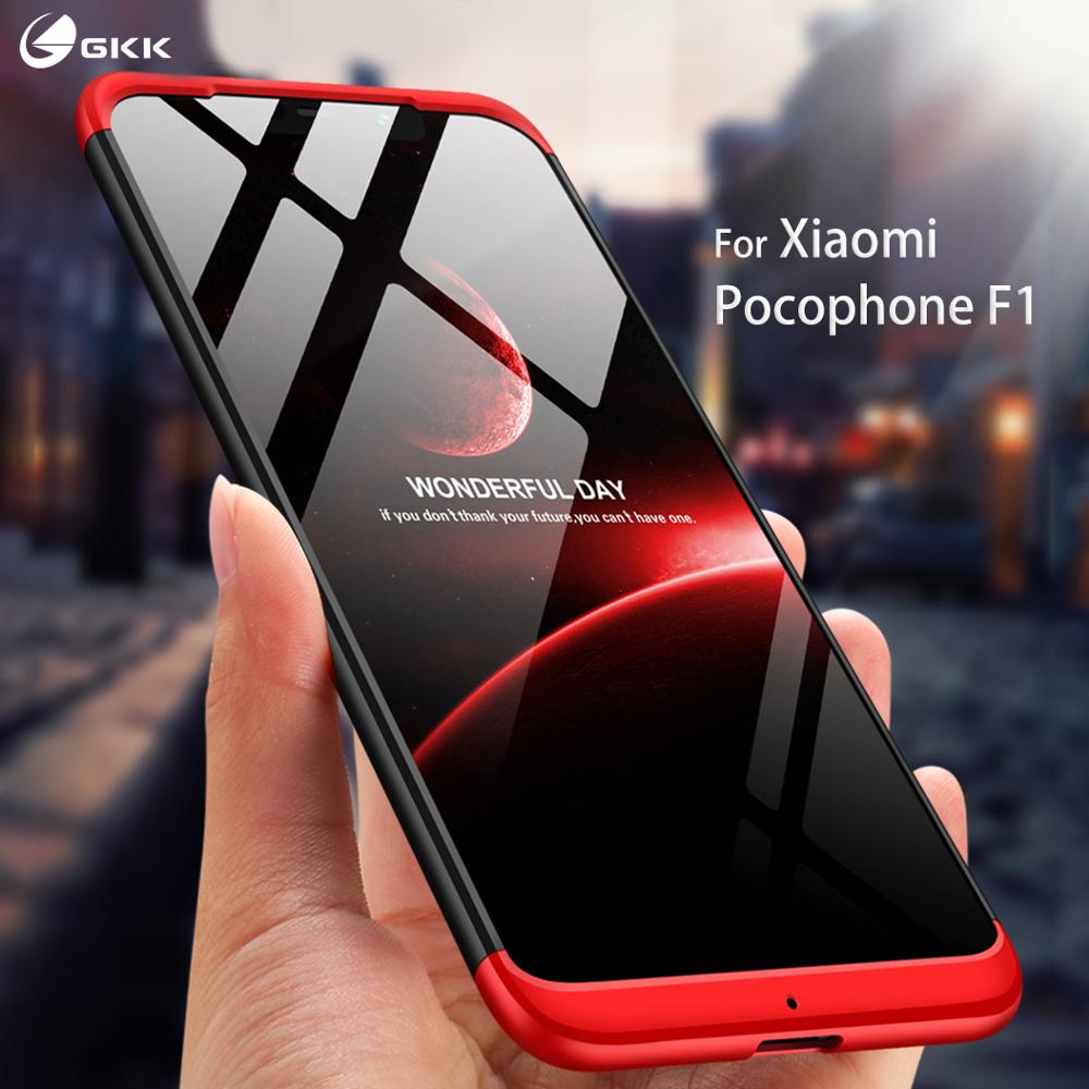 GKK for xiaomi pocophone f1 case Three in One 360 Full Protection Anti-knock Hard PC Plain for pocophone f1 Cover fundas Shell