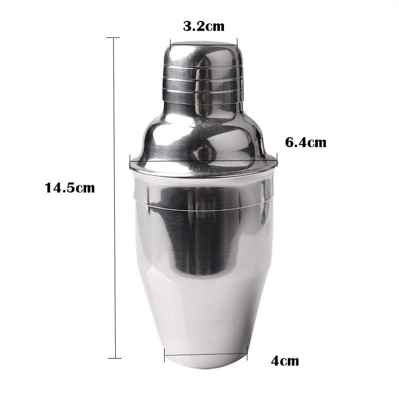 1Pc 250 Ml, 350 Ml, 550 Ml Rvs Cocktail Shaker Cocktail Mixer Wijn Martini Drinken Boston Shaker Party Bar Tool: 250ml