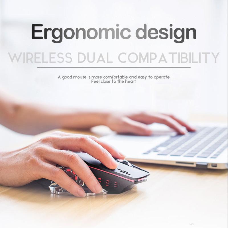 Rechargeable Wireless Color LED Backlit Gaming Mouse Mute Gaming Bluetooth Dual Mode Wireless Gamer Mouse for Laptop PC