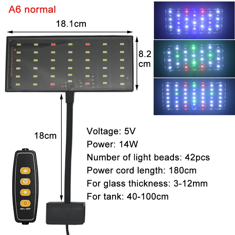 USB Aquarium LED Light Full Spectrum Aquatic Plant Grow Lamp Fish Tank Adjustable Brightness Dimmable Timed 360° rotatable Light: green