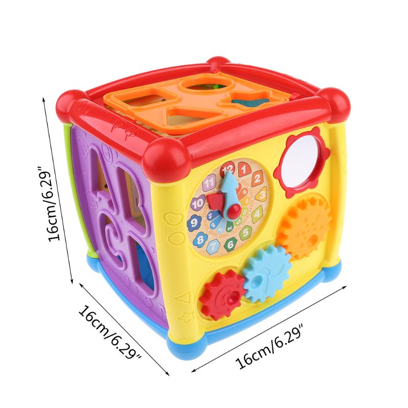 Multifunctional Musical Toys Toddler Baby Box Music Activity Cube Gear Clock Geometric Blocks Sorting Educational Toys