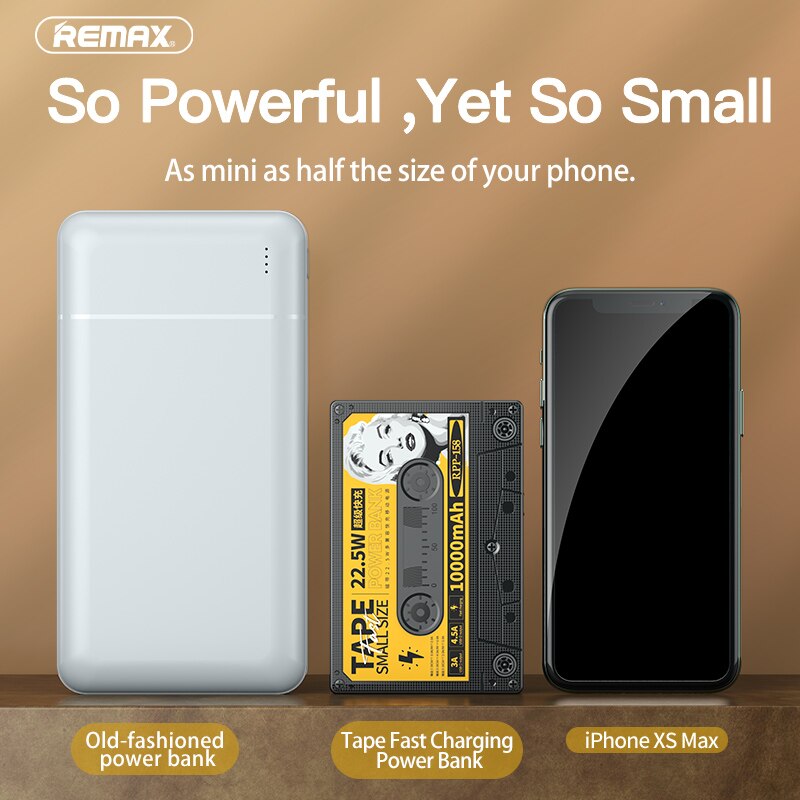 Remax-Batería Externa de 10000mAh PD18W + QC22.5W, Mini pantalla Digital Retro, Powerbank de carga rápida para teléfono, cargador portátil