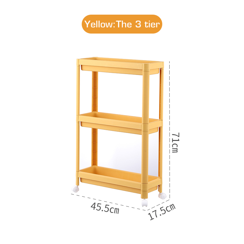 2/3/4 Tier Storage Shelf Plastic Subdries Rack Interspace Storage Racks Refrigerator Space Rack with Roller for Kitchen Bathroom: B2