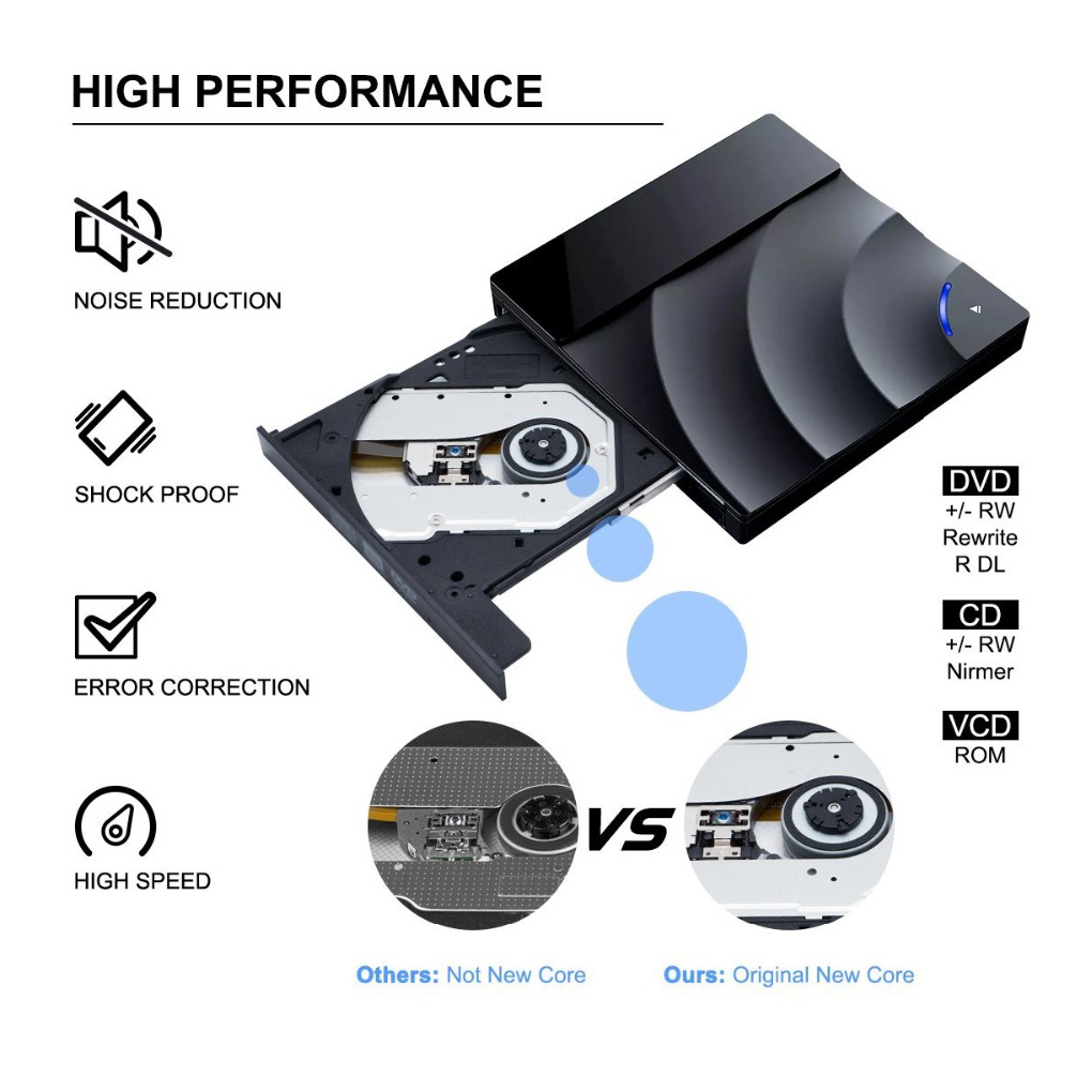 External DVD Drive High-speed USB 3.0 CD DVD Burner Laptop RW Player Driver Touch Control CD-RW Shockproof Rewriter