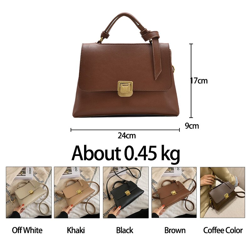 PU Leather Solid Color Tote Bags for Womens Casual Handbags and Purses Concise Crossbody Sac A Main