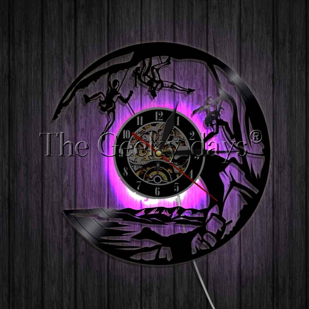 Reloj de vinilo para escalada, decoración para el hogar, cuerda de escalada, 3D Reloj de pared, Hobby deportivo, , relojes LED únicos