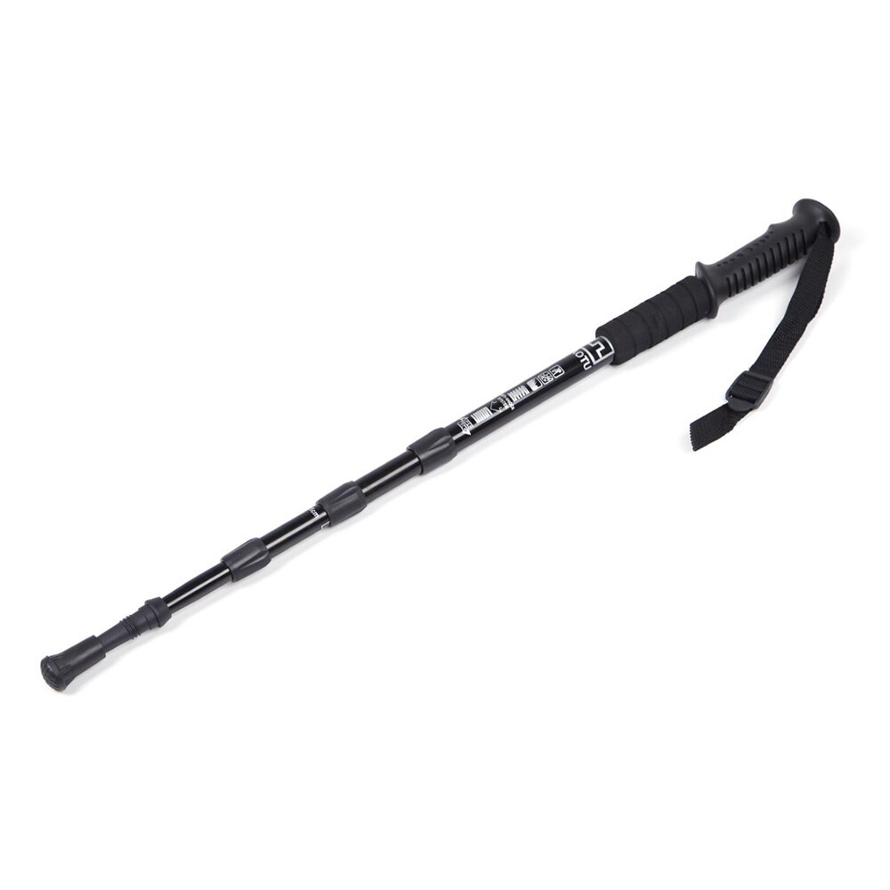 Télescopique marche randonnée Trekking bâton Alpenstock Anti-choc en alliage d'aluminium: Black