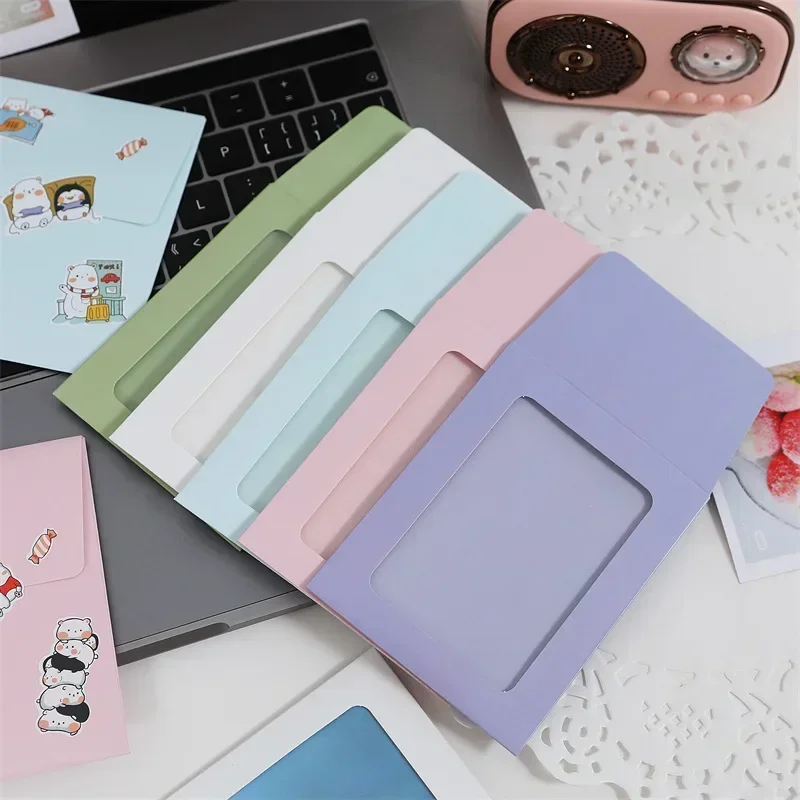5/10pcs Paper Window Envelopes Transparent Card Holder DIY Photocards Frame Storage Packaging Bag Kawaii Pocket Envelope