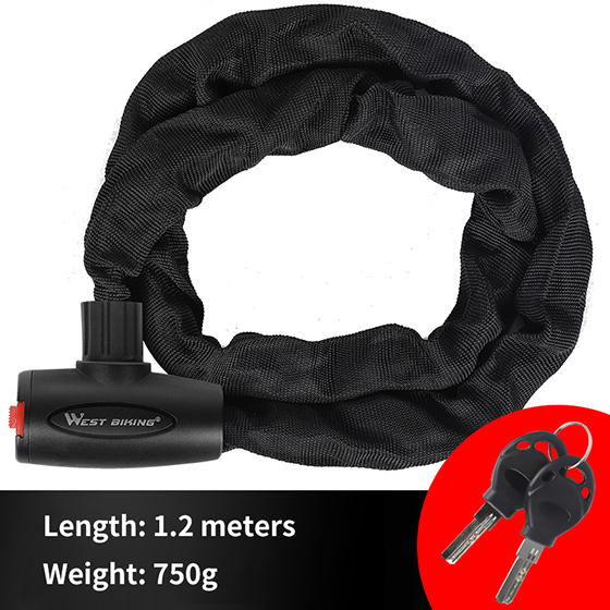 WEST BIKING – serrure à chaîne de vélo, Portable, antivol, haute sécurité, pour vtt, VTT, avec 2 clés, pour Scooter, vélo électrique: Bourgogne