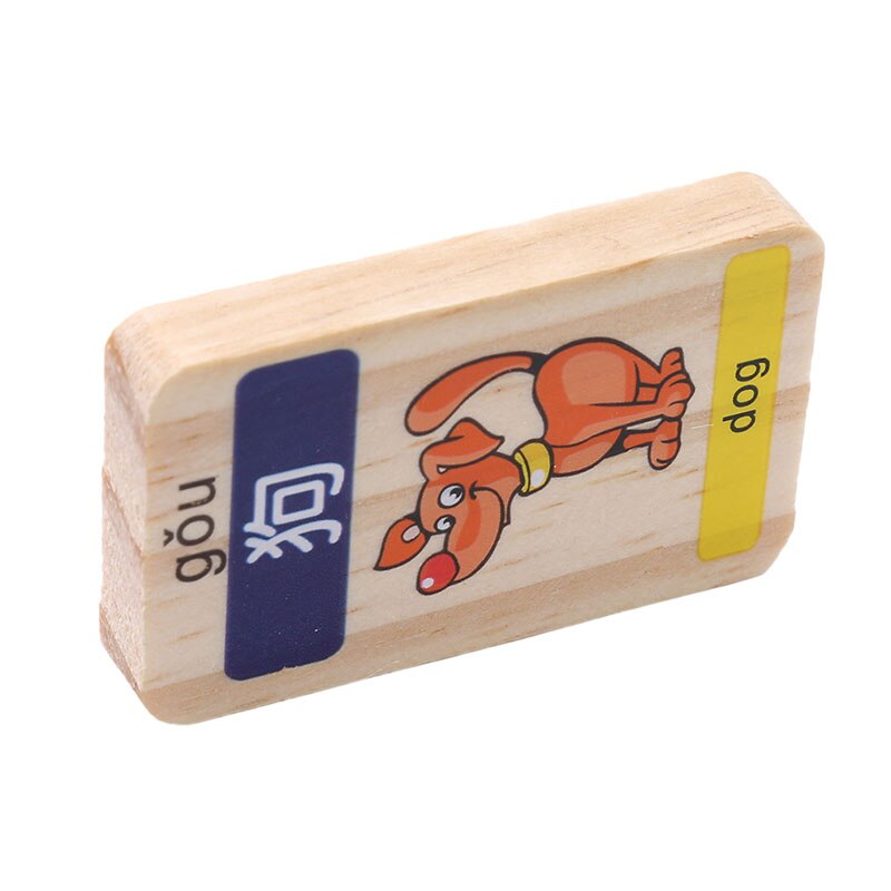 Standaard Houten Domino Chinese Pinyin Digitale Domino Blokken Kinderen Educatief Speelgoed Voor Kinderen 100 Stks/set