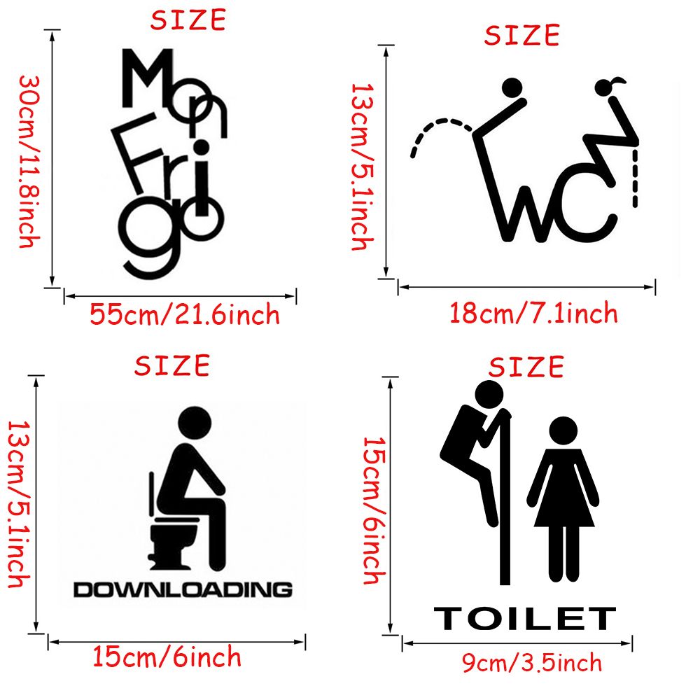 Waterproof Wall Art Mr. &amp; Mrs. Decals Public WC Sign Toilet Stickers Removable Poster Funny Pattern Bathroom Door Ornament