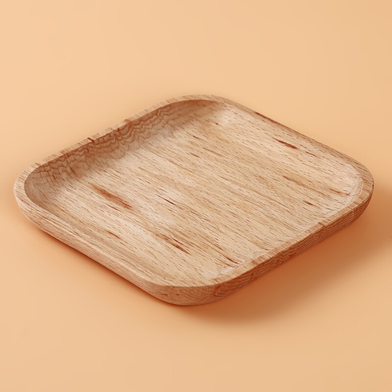 Vintage houten ronde vierkante schotel schaal schaaltjes taart bord thuis serveren dessert houten servies eco-vriendelijk: Vierkante plaat
