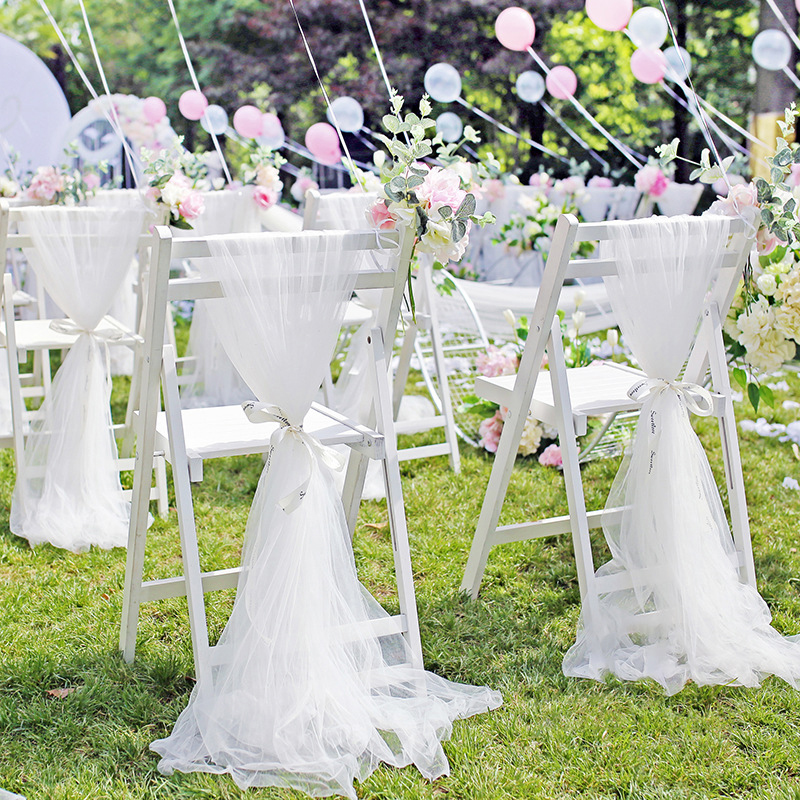 Rollo de tul para decoración de boda, tela transparente de Organza de cristal para fondo de de cumpleaños, fajas para silla de boda, hilo decorativo, 5/10m