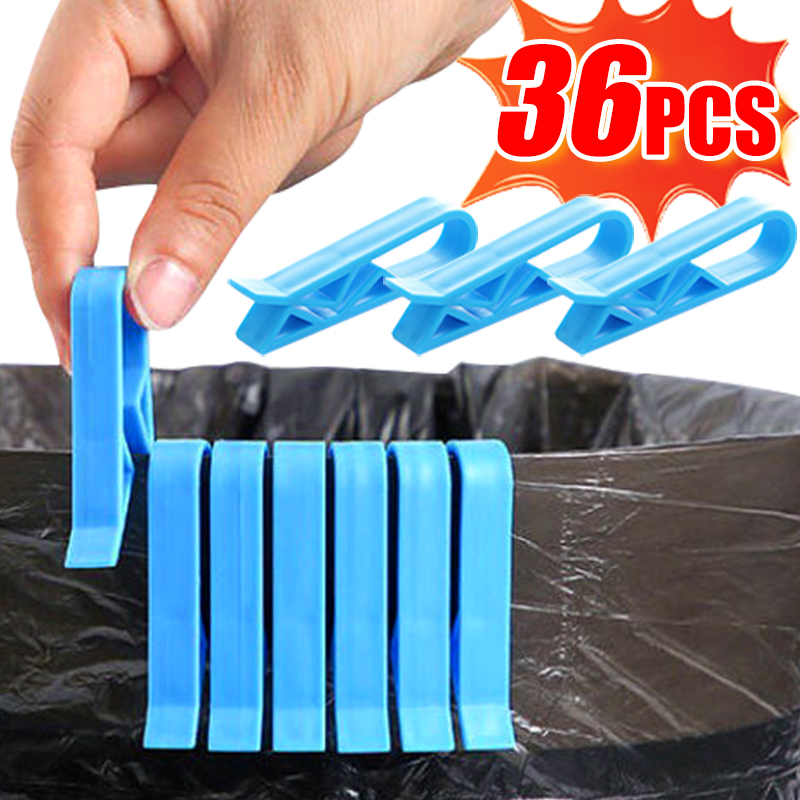 36/2pcs Garbage Bin Fixed Clip Waste Basket Rubbish Bag Anti-Slip Holder Clamp Snack Bag Sealing Clips Kitchen Storage Organizer