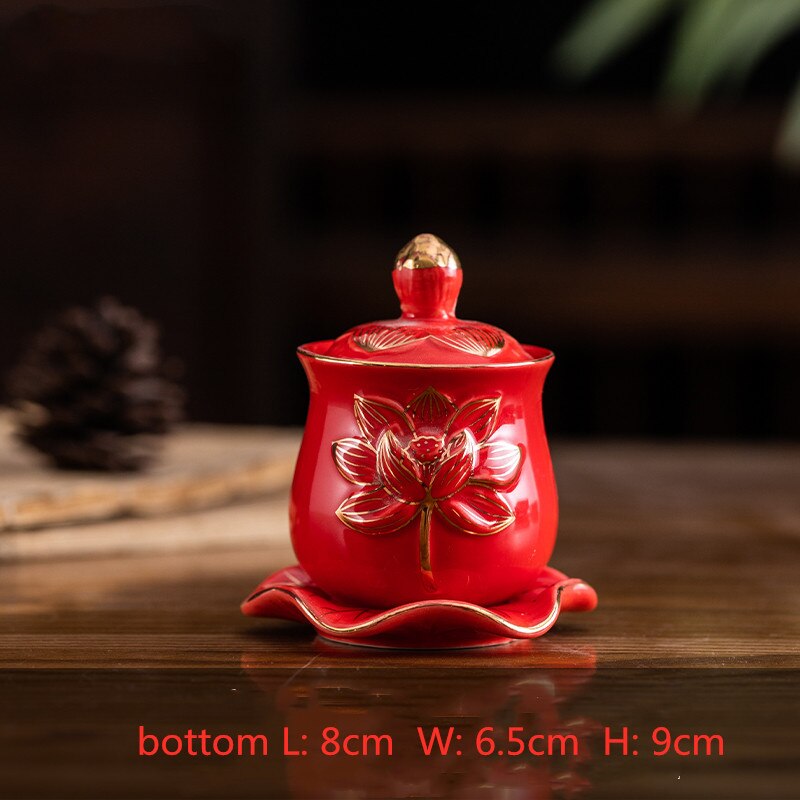 1 Pc Chinese Stijl Heilige Water Cup Keramiek God Van Rijkdom Serveren Mokken Aanbidding Boeddha Lotus Aanbieden Cups Boeddhistische Leveringen: E1