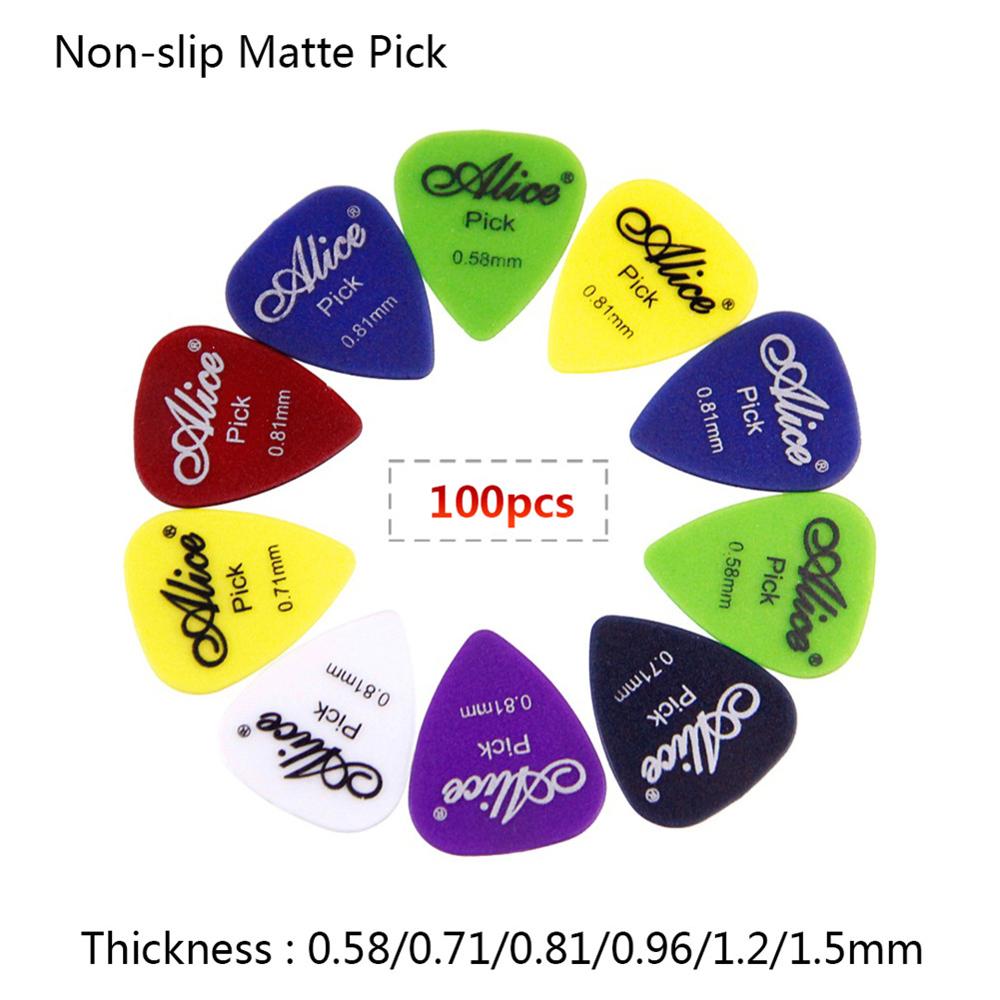 100 Uds púas de Guitarra eléctrica antideslizantes mate Guitarra Pick 0,58/0,71/0,81/0,96/1,2/1,5mm piezas de accesorios de bajo de Guitarra mixta