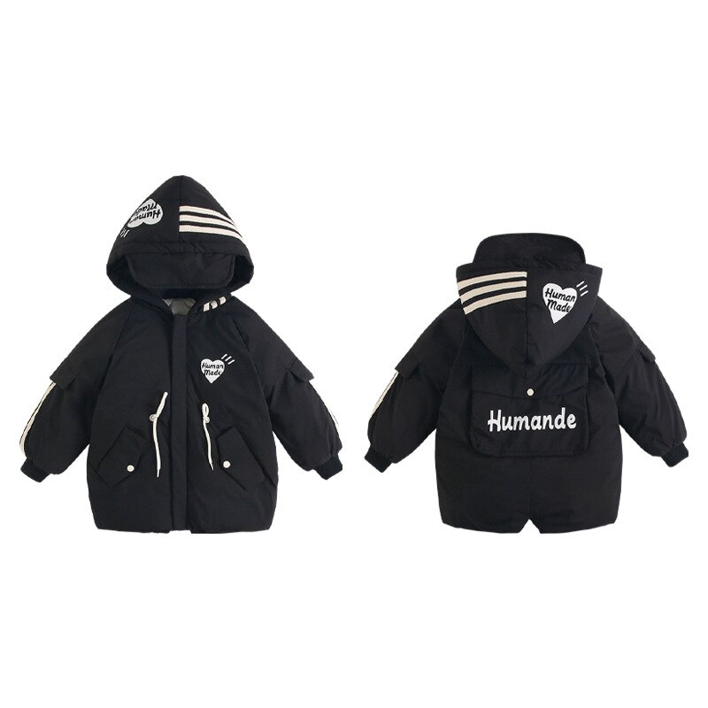 Chaqueta acolchada de plumón con dibujos animados para niño y niña, conjuntos sólidos cortos para bebé, ropa para niño niña: Azul cielo / 2T  100cm