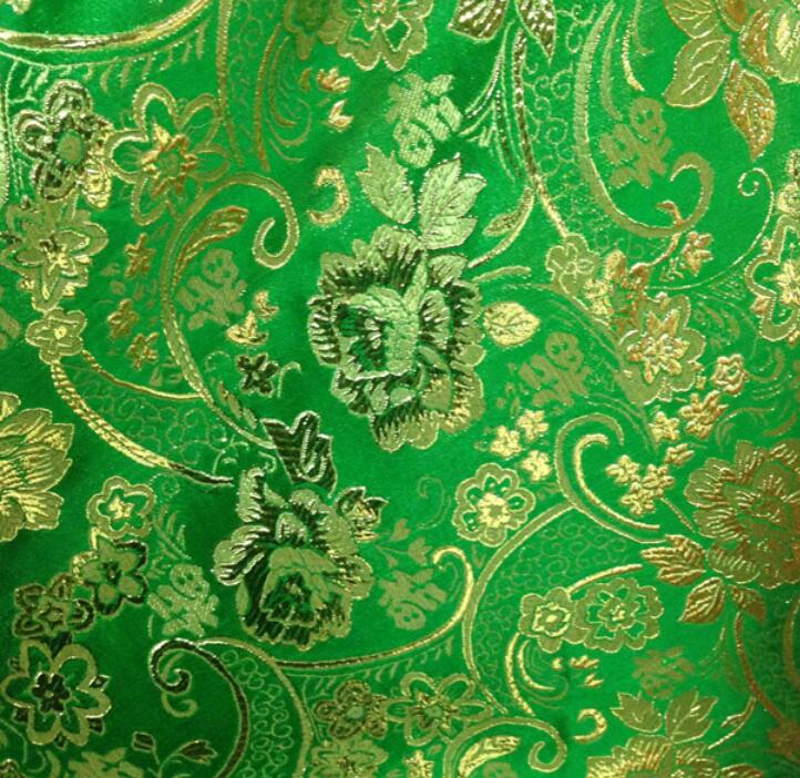 150*50cm Chinese Peony Floral Satin Jacquard Brocade Fabric Costume: Yellow
