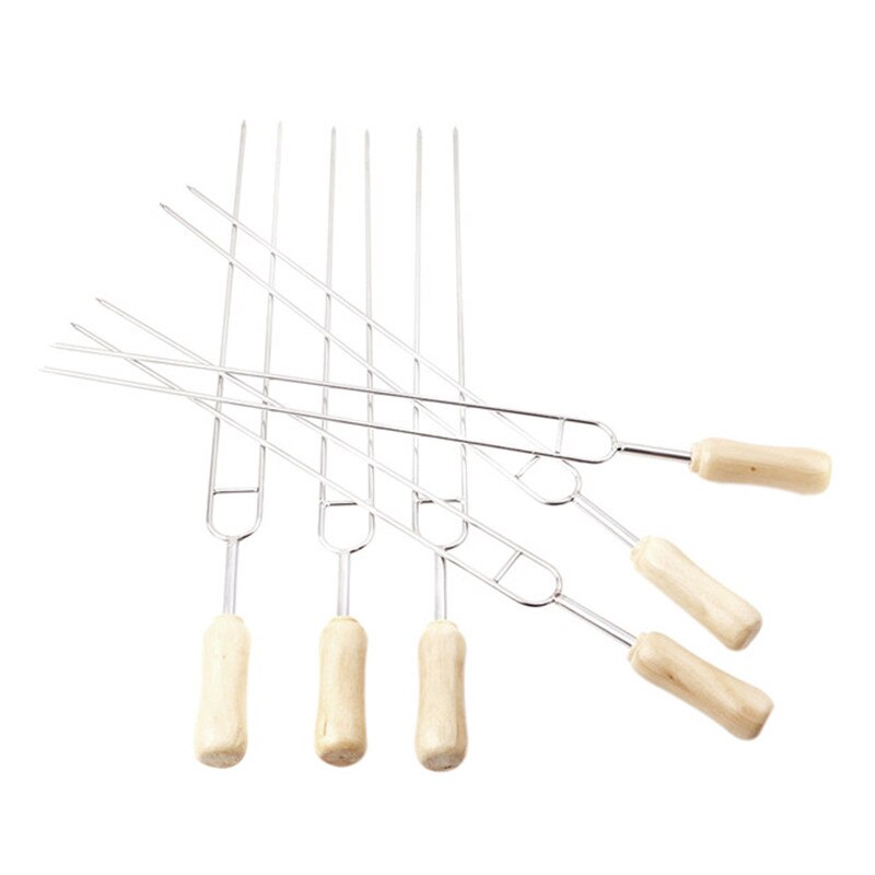 6Pcs/Set U Shape Fork Barbecue Tools Stainless Steel Meat Grill Outdoor Cooking Corn Holder BBQ Fork Tool