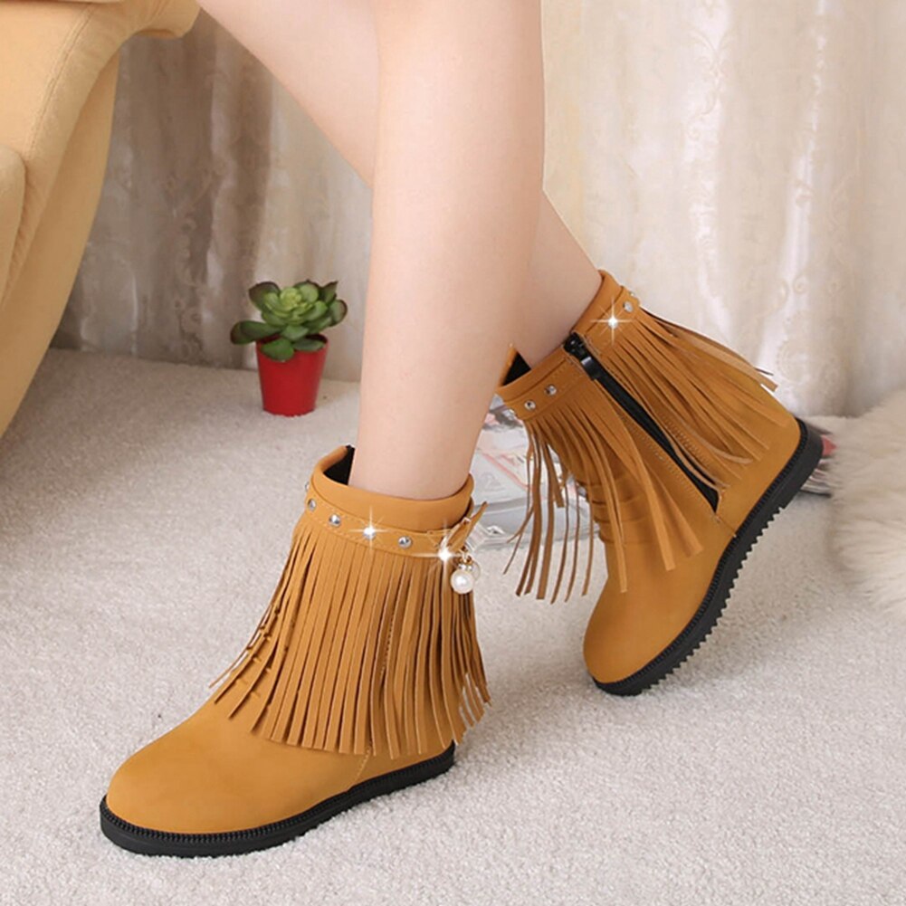 frange perle INS directe chaussures femme chaussons concis Rivet à la gland bottines femme