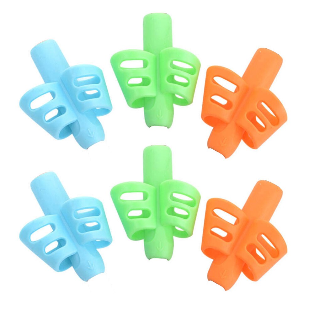 3 stk/sæt børn blyantholder lærende skriveværktøj silikone to fingre ergonomisk posture correction penholder