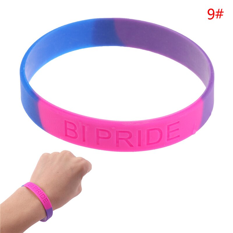 Pulsera de goma de silicona de 10 tipos, pulsera para , desfile, letras Unisex LGBT Arco Iris, pulsera deportiva, orgullo lésbico Gay: I