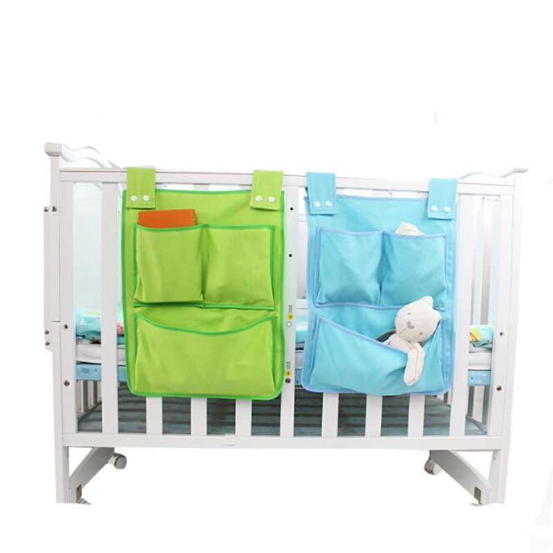 1pc multifunktions hængende opbevaringspose barneseng seng krybbe arrangør legetøj ble lomme til nyfødt lærred seng hængende taske