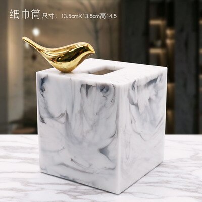 Hars Marmer Papier Tissue Box Europese Retro Bookbox Woonkamer Koffietafel Restaurant multifunctionele Tissue Handdoek Badkamer Ac: C