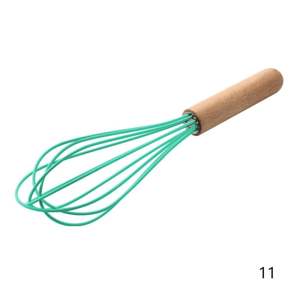Wood Silicone Cooking Cake Utensils Natural Wood Handle Cooking Tools Turner Tongs Spoon Spatula Bakeware Kitchen Tools: Egg Beater Green