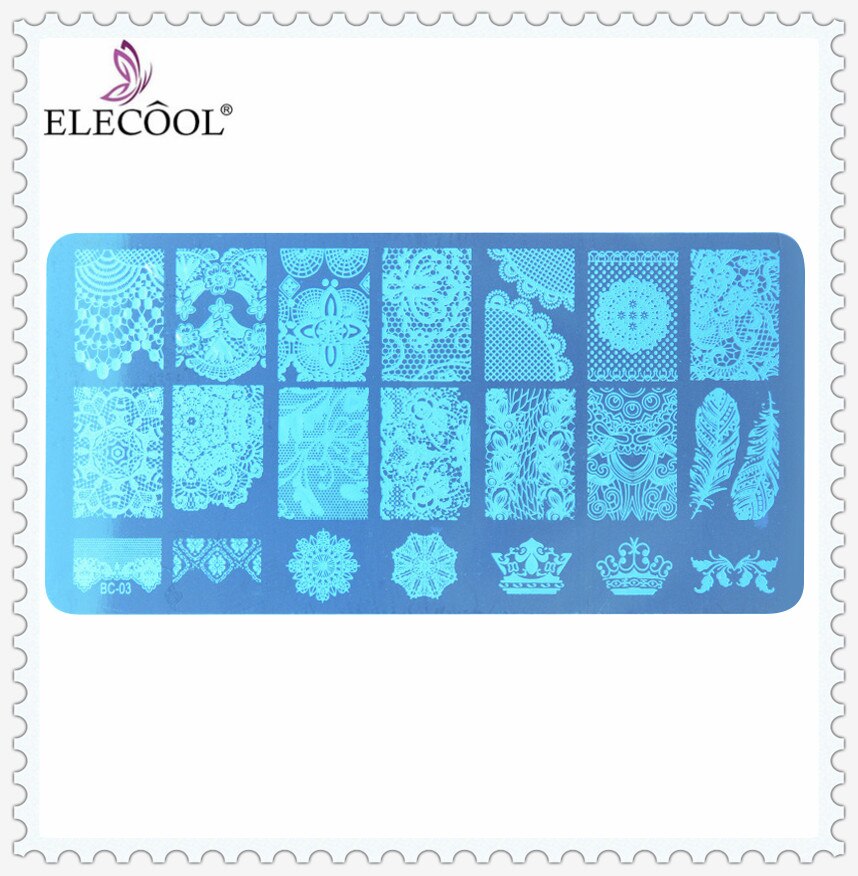 1 pièces Nail Art timbre estampage Image plaque ongles impression pochoir dentelle modèle bricolage bleu masque ongles impression Nail Art manucure outils: 03