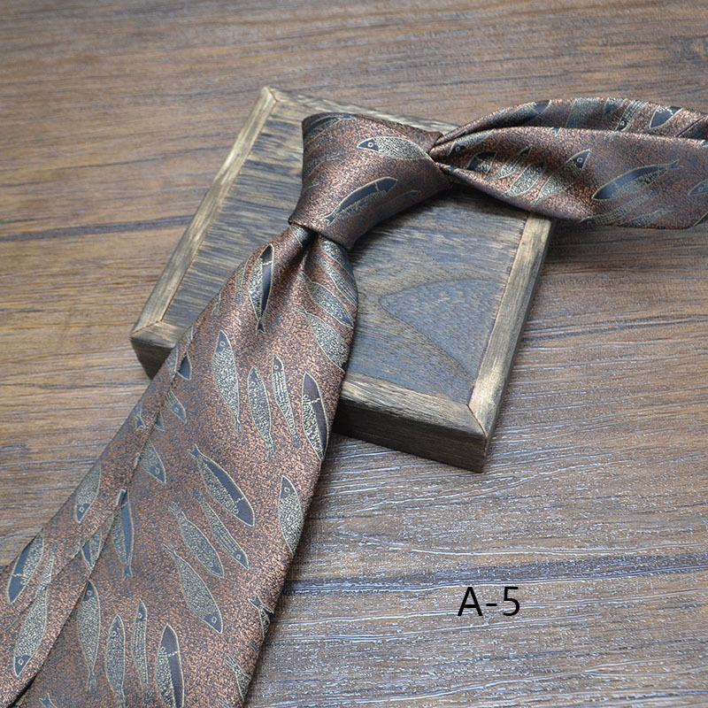 Nueva corbata clásica de poliéster de 8cm para hombre, corbata Retro de negocios con flores Jacquard, patrón de pescado, corbata marrón y negra, accesorios para de boda: Rojo