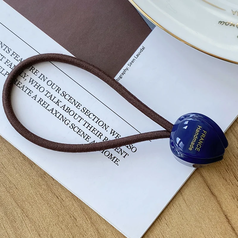 Círculo de pelo de flores coreano, cabeza de capullo de flor, cabeza de bola, cuerda para el pelo de cola de caballo alta, cuerda para el cabello enrollada, accesorio para el cabello de mujer: Azul oscuro