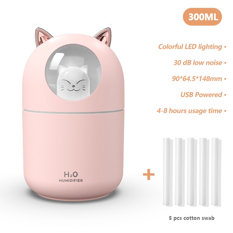 Lovely Cat Air Humidifier USB Aromatherapy Mist Maker Fogger with LED Lamp Mini Portable Ultrasonic Aroma Diffuser Air Purifier: 15